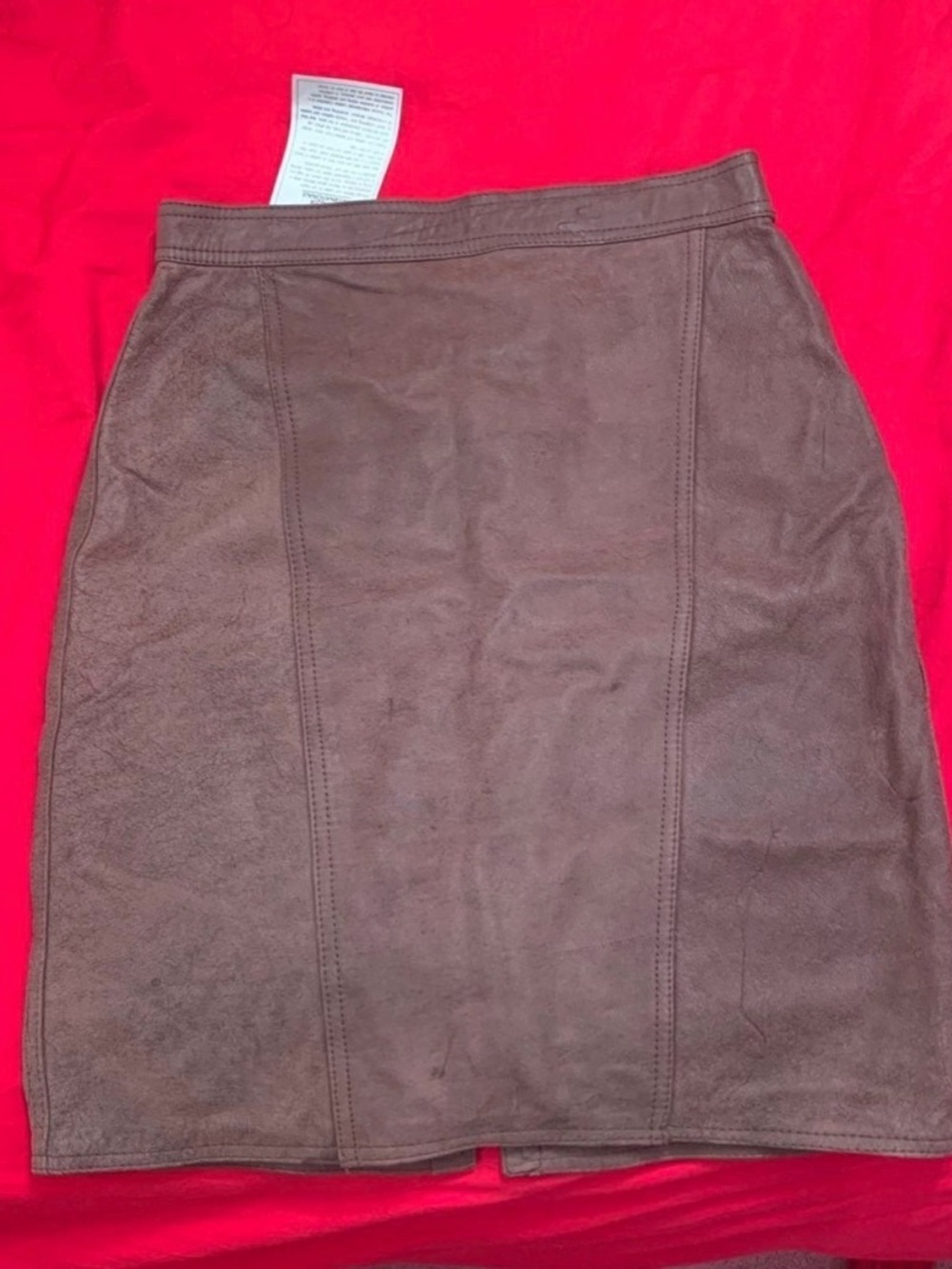 $250-Suede leather-Brown Pencil Skirt - Picture 9 of 12